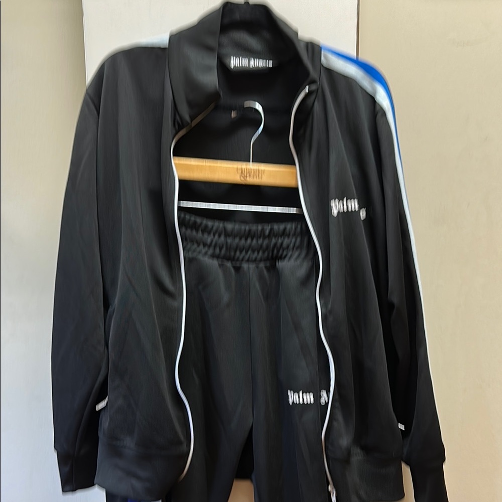 Palm Angels Black and Blue Track Suit, jacket large and pant is medium